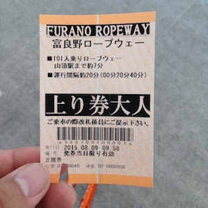 ロープウェー乗車券