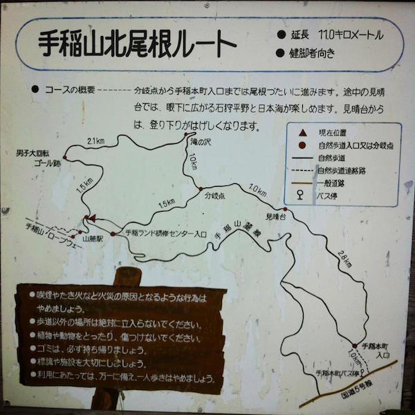 北尾根コース案内板